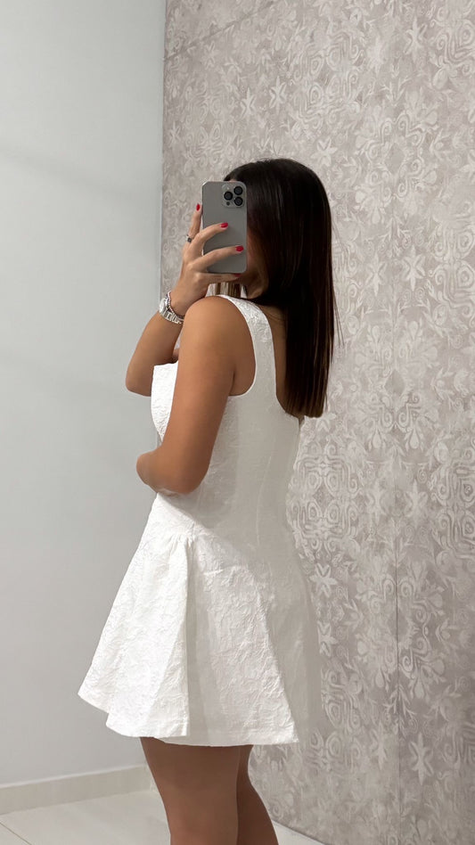 Textured White Mini Dress