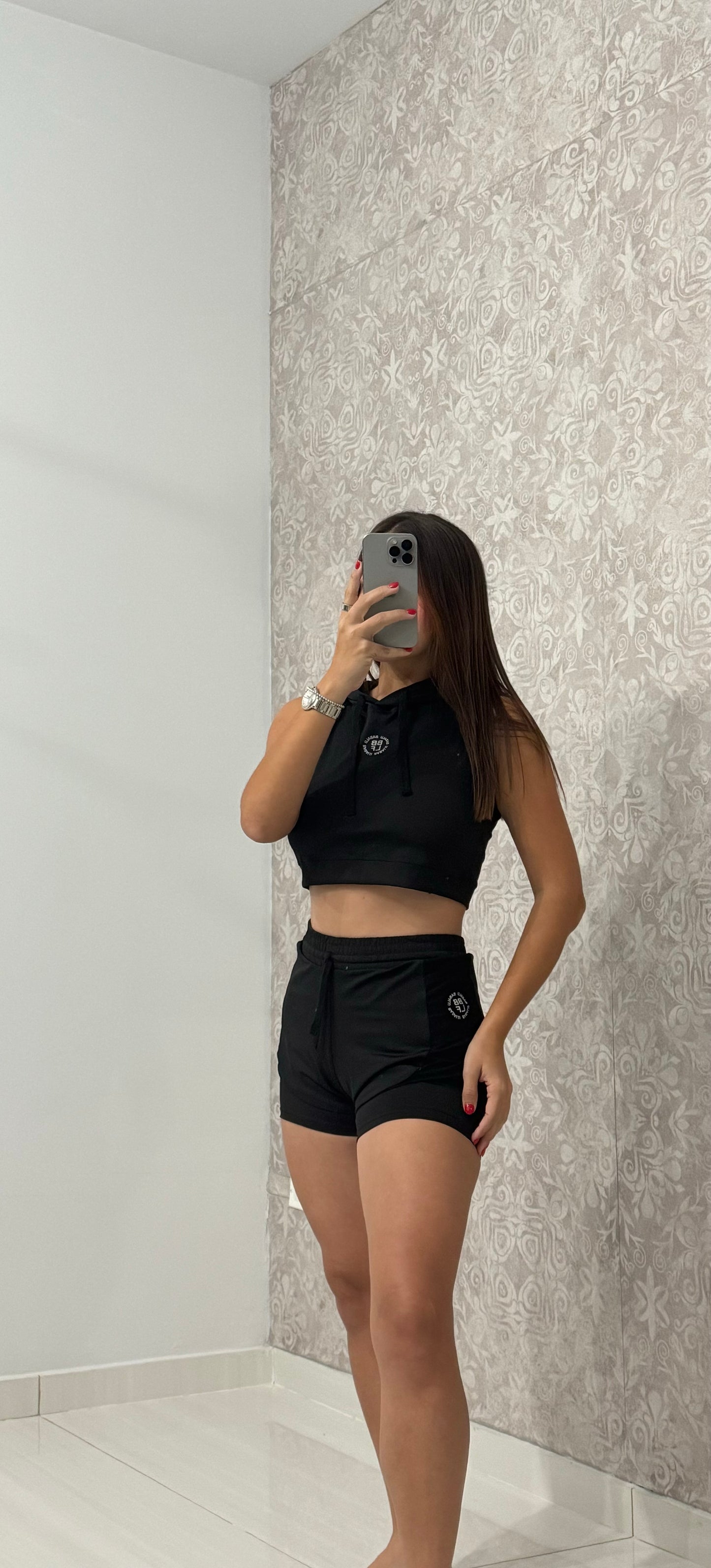 Black Hoodie Top & Short Pant Set