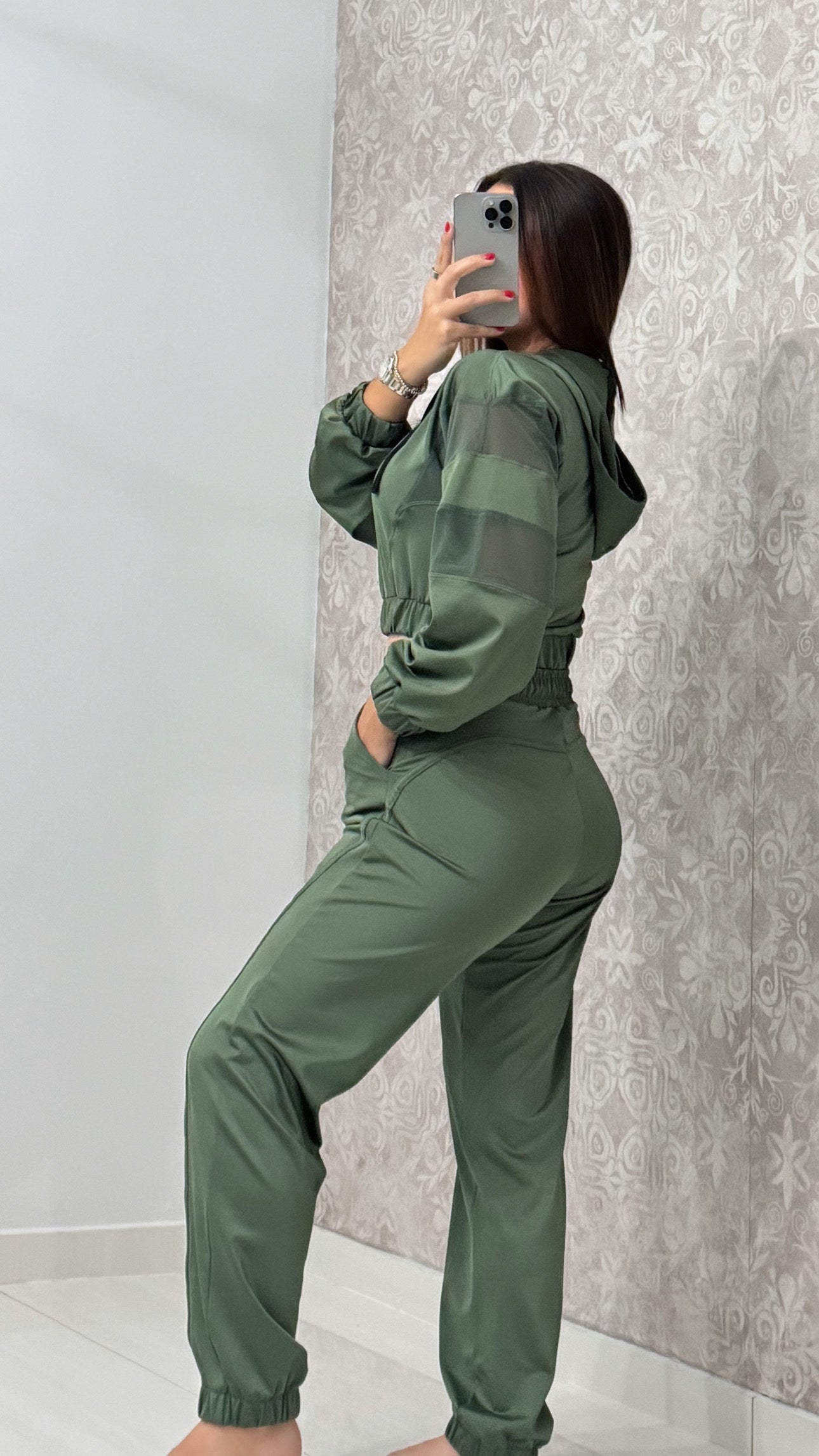 Crop Long Sleeve Zipper Jacket & Long Jogger Set