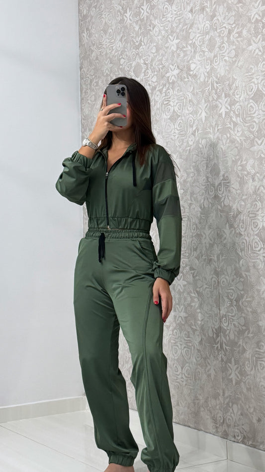 Crop Long Sleeve Zipper Jacket & Long Jogger Set