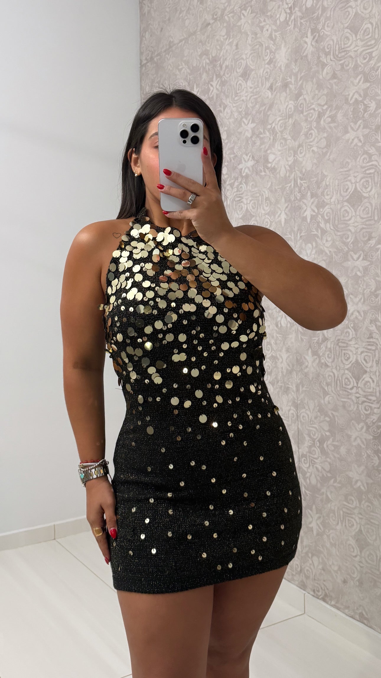 Sequin Metallic Knit Dress