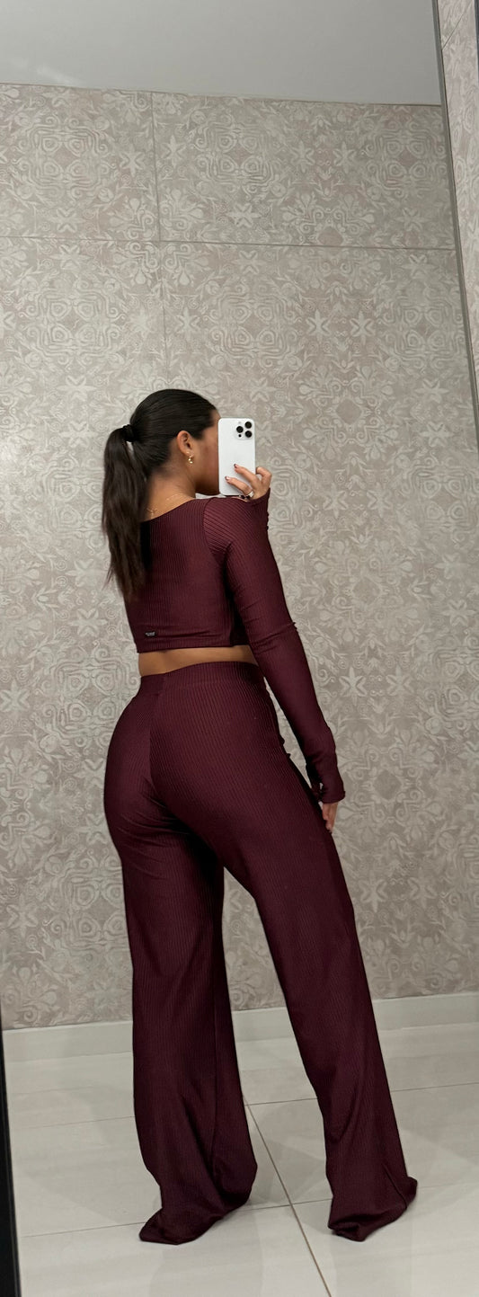 Long Sleeve Top & Wide Leg Pants Set