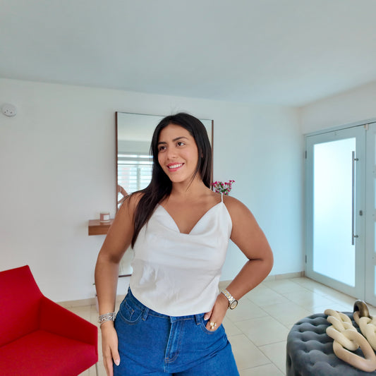 Satin Cowl Neck Top