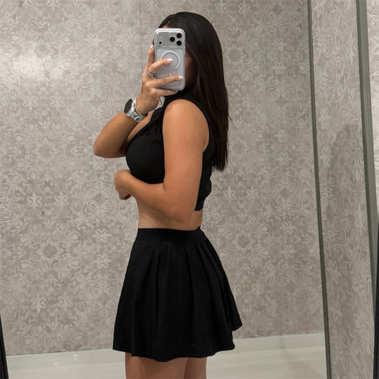 Crop Zipper Top & Skort